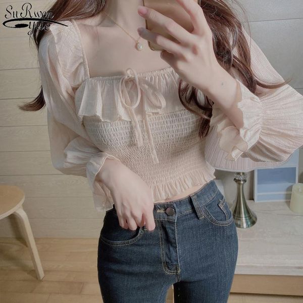 vintage elegant slim waist ruffles female blouse square collar sleeve women blouse shirts white blusas 10094
vintage elegant slim waist ruffles female blouse square collar sleeve women blouse shirts white blusas 10094