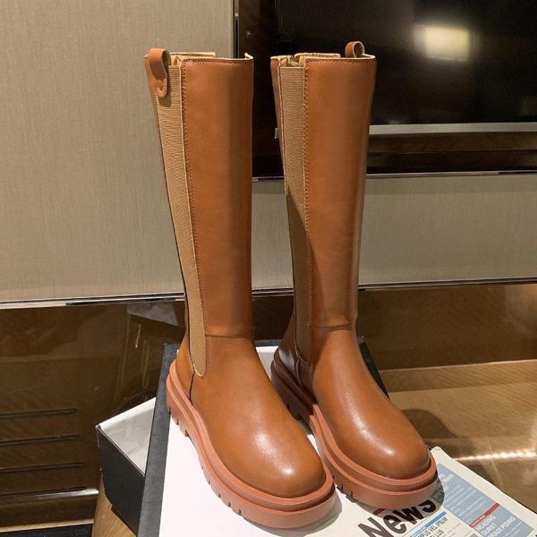boots fashion high-end designer platform riding women deep cuff chunky knee elastic side band high shoes, Black
boots fashion high-end designer platform riding women deep cuff chunky knee elastic side band high shoes, Black