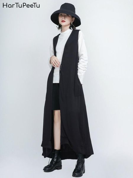 women's vests woven waistcoat women spring 2021 vest long black coat oversize sleeveless side split loose outwear with lace-up and pock, Black;white
women's vests woven waistcoat women spring 2021 vest long black coat oversize sleeveless side split loose outwear with lace-up and pock, Black;white