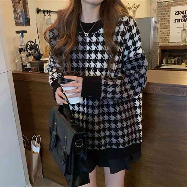 houndstooth women sweater pullover oversized sweaters korean style retro lazy long sleeve casual splicing, White;black
houndstooth women sweater pullover oversized sweaters korean style retro lazy long sleeve casual splicing, White;black