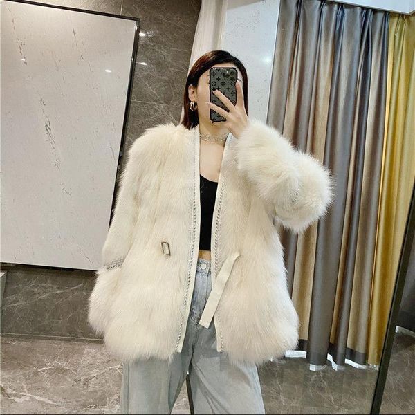 women's fur & faux herstory middle length women coat with rivets diamonds v-neck double-faced jackets trendy female, Black
women's fur & faux herstory middle length women coat with rivets diamonds v-neck double-faced jackets trendy female, Black