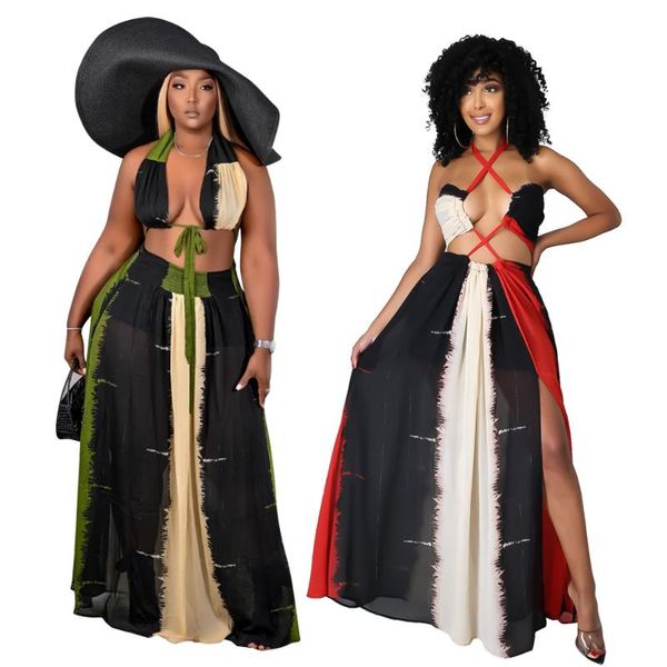women's swimwear fashion print skirt suit clothing summer wrapped chest lace slit half 2 piece set plus size dress, White;black
women's swimwear fashion print skirt suit clothing summer wrapped chest lace slit half 2 piece set plus size dress, White;black