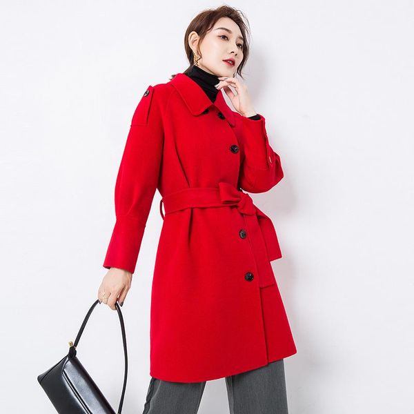 women's wool & blends 100% coat women korean style winter coats with belt fashion autumn female clothes ladies overcoat 2021 wpy1390, Black
women's wool & blends 100% coat women korean style winter coats with belt fashion autumn female clothes ladies overcoat 2021 wpy1390, Black