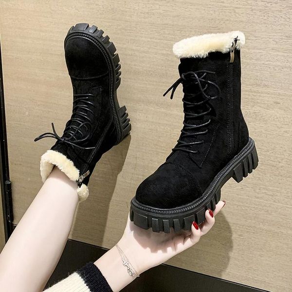 boots all-match fashion round toe lace-up side zipper thick-soled snow 2021korean version of autumn and winter fur women's, Black
boots all-match fashion round toe lace-up side zipper thick-soled snow 2021korean version of autumn and winter fur women's, Black