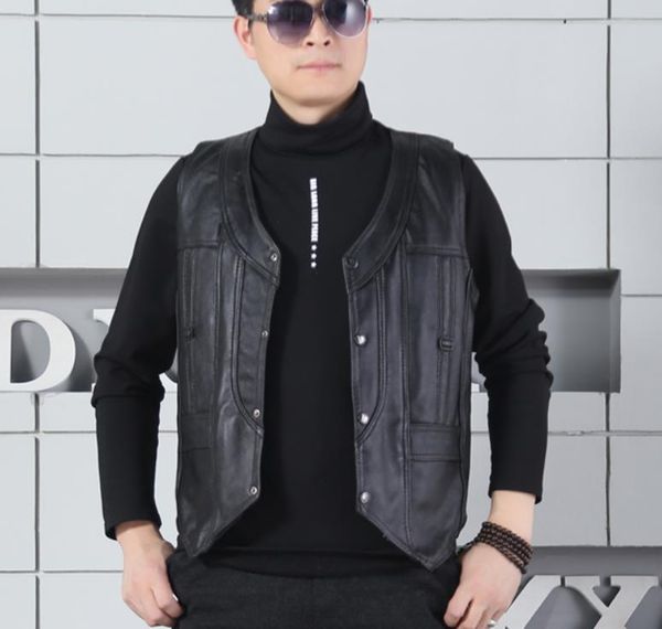 men's vests genuine leisure business vest black sheepskin leather gentleman sleeveless jackets waistcoat xl-8xl, Black;white
men's vests genuine leisure business vest black sheepskin leather gentleman sleeveless jackets waistcoat xl-8xl, Black;white