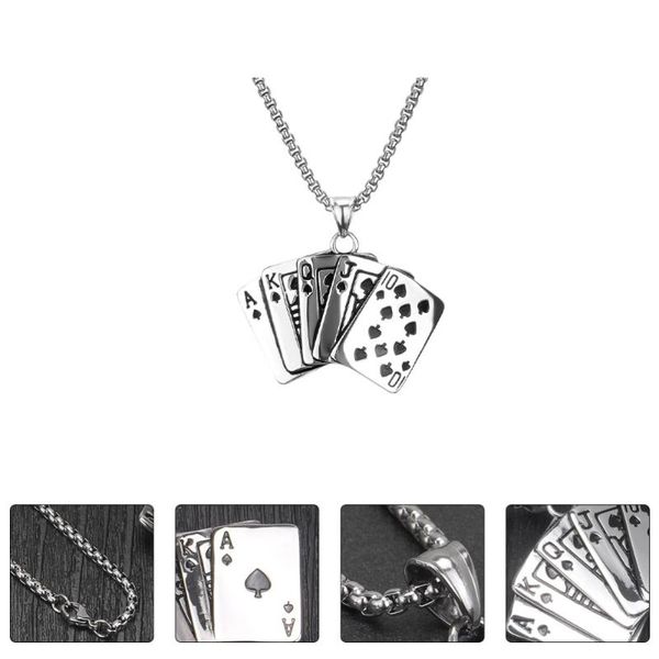 pendant necklaces 1pc poker design necklace unique personality neck male chain, Silver
pendant necklaces 1pc poker design necklace unique personality neck male chain, Silver