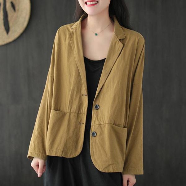women's jackets johnature 2021 autumn loose comfortable single breasted pocket long sleeve coats simple leisure 4 color all-match women, Black;brown
women's jackets johnature 2021 autumn loose comfortable single breasted pocket long sleeve coats simple leisure 4 color all-match women, Black;brown