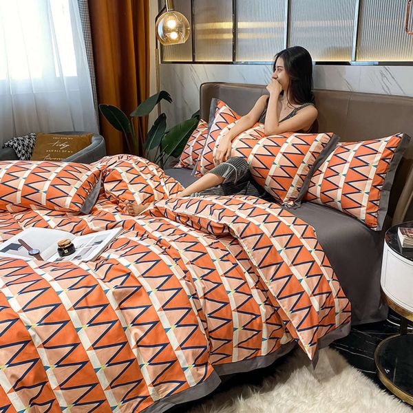 pure cotton four piece nordic style craft european style simple single and double bedding