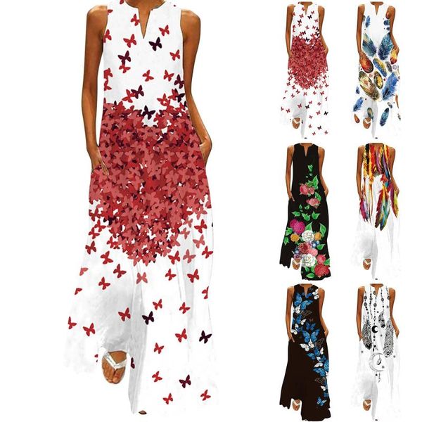 casual dresses women summer 2021 women's fashion print v-neck sleeveless long sundress robe, Black;gray
casual dresses women summer 2021 women's fashion print v-neck sleeveless long sundress robe, Black;gray