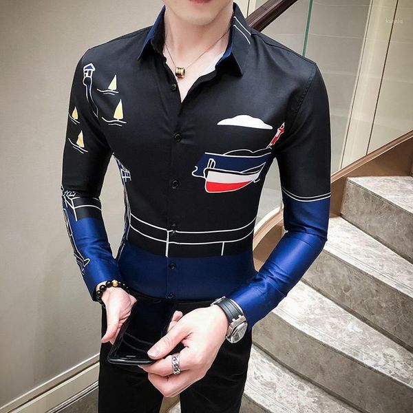 fashion men shirt mens long sleeve shirts printing streetwear casual slim fit clothes men's, White;black
fashion men shirt mens long sleeve shirts printing streetwear casual slim fit clothes men's, White;black