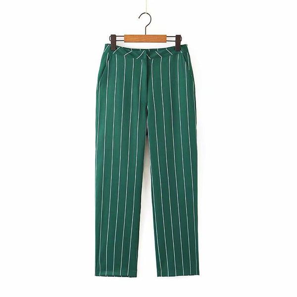 women's pants & capris 2021 women elegant striped print green straight female casual ankle length trousers office lady wear pantalones, Black;white
women's pants & capris 2021 women elegant striped print green straight female casual ankle length trousers office lady wear pantalones, Black;white