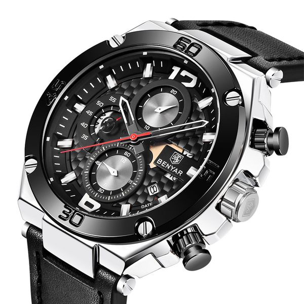 benyar 5151 original mens quartz watch unique sport watches for men wristwatch leather waterproof wirstwatch luminous hands chronograph cale, Slivery;brown
benyar 5151 original mens quartz watch unique sport watches for men wristwatch leather waterproof wirstwatch luminous hands chronograph cale, Slivery;brown