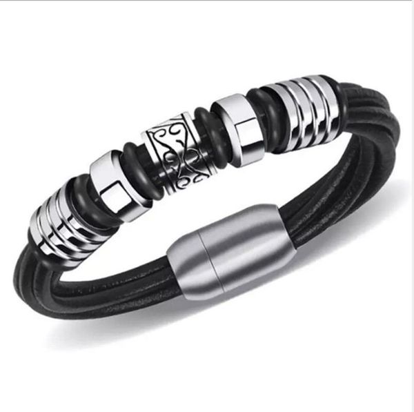 charm bracelets metal ring leather for men classic multi-layer magnetic buckle bracelet hip hop punk rock party jewelry, Golden;silver
charm bracelets metal ring leather for men classic multi-layer magnetic buckle bracelet hip hop punk rock party jewelry, Golden;silver