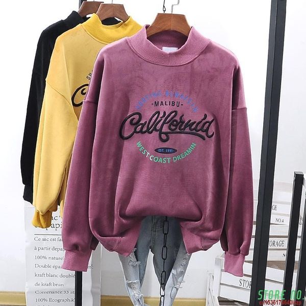 women's hoodies & sweatshirts women velvet hoodie embroidery high collar pullover coat thickening streetwear winter warm outfits, Black
women's hoodies & sweatshirts women velvet hoodie embroidery high collar pullover coat thickening streetwear winter warm outfits, Black