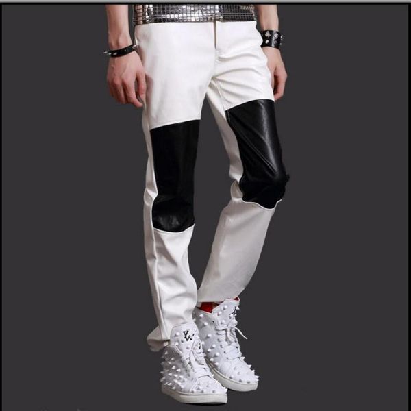 men's pants men nightclub bar singer tide black spliced straight personality pu leather trousers stage costume
men's pants men nightclub bar singer tide black spliced straight personality pu leather trousers stage costume