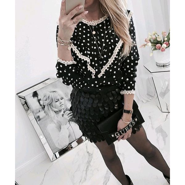 women's blouses & shirts women kawaii lace blouse korean polka dot long sleeve casual loose ladies o neck patchwork clothing sj5603v, White
women's blouses & shirts women kawaii lace blouse korean polka dot long sleeve casual loose ladies o neck patchwork clothing sj5603v, White