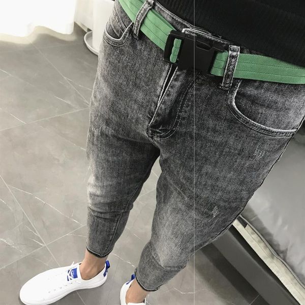 men's jeans send belt gray micro-span feet slim ankle length denim trendy spring summer korean tooling casual pencil, Blue
men's jeans send belt gray micro-span feet slim ankle length denim trendy spring summer korean tooling casual pencil, Blue