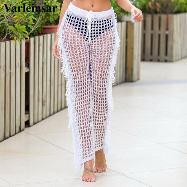 women's swimwear women summer beach knitted hollow out pants see through crochet stright pant fishnet wide leg trousers tassel v2653, White;black
women's swimwear women summer beach knitted hollow out pants see through crochet stright pant fishnet wide leg trousers tassel v2653, White;black