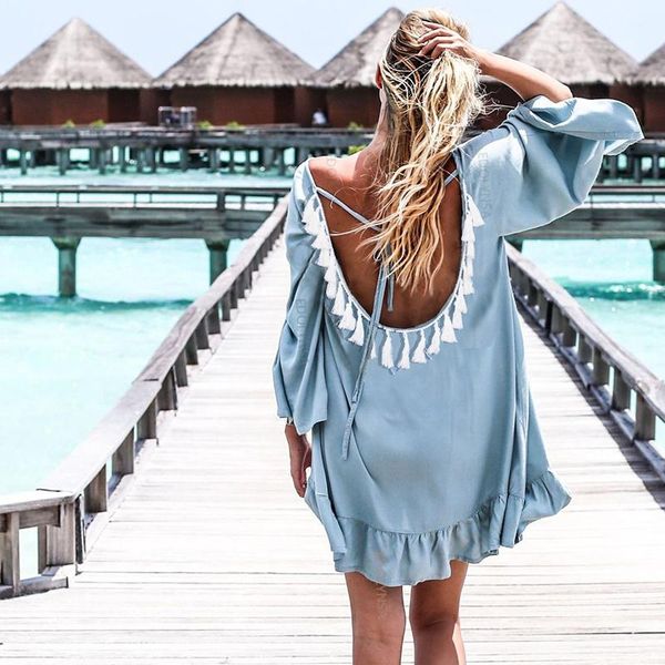 women's swimwear beach cover up women plus size beachwear open back summer dress vestido de playa blue cotton tunic pareo plage, White;black
women's swimwear beach cover up women plus size beachwear open back summer dress vestido de playa blue cotton tunic pareo plage, White;black