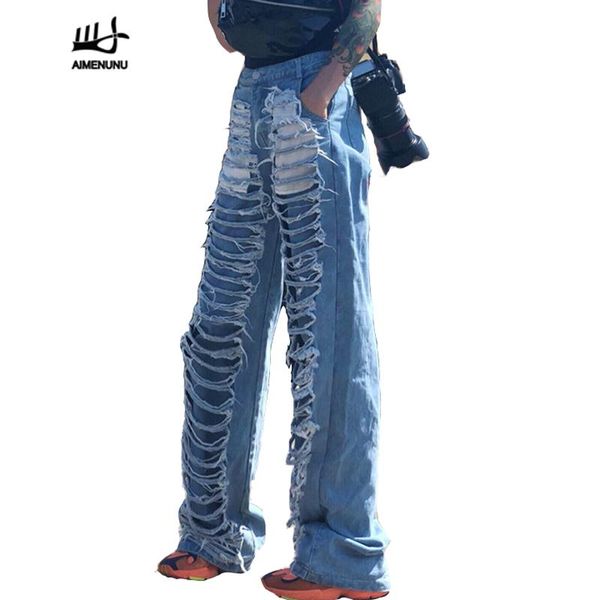 women's jeans aimenunu women wide leg pants high waist hole loose denim trouser female clothes autumn fashion streetwear tide, Blue
women's jeans aimenunu women wide leg pants high waist hole loose denim trouser female clothes autumn fashion streetwear tide, Blue