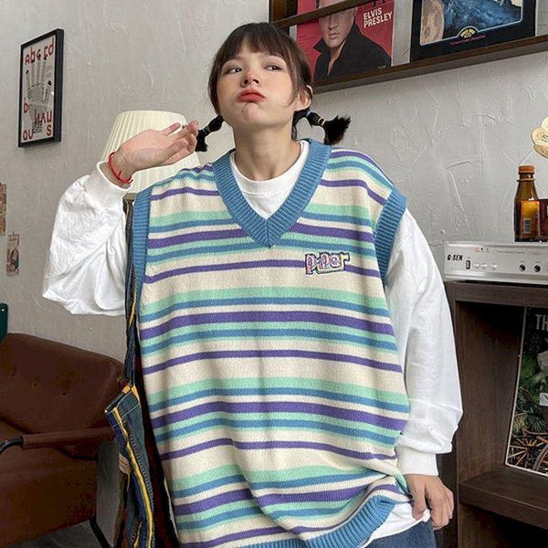 men's vests sweaters vest womens v neck pullovers women loose fit jumpers knitwear sleeveless winter korean casual clothes, Black;white
men's vests sweaters vest womens v neck pullovers women loose fit jumpers knitwear sleeveless winter korean casual clothes, Black;white