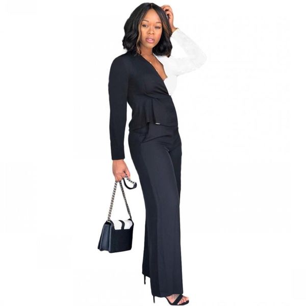 women's two piece pants femme trouser suit casual long-sleeved + loose straight-leg two-piece winter slim professional clothing, White
women's two piece pants femme trouser suit casual long-sleeved + loose straight-leg two-piece winter slim professional clothing, White