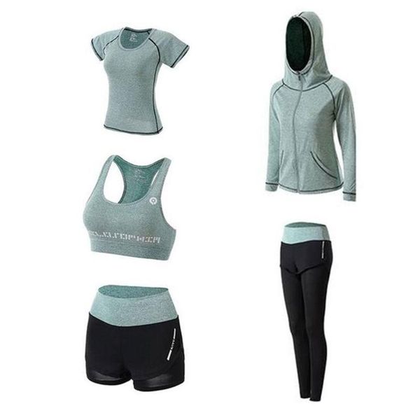 gym clothing 5 piece yoga sets high elastic suit fast drying running sport sports wear for women, White;black
gym clothing 5 piece yoga sets high elastic suit fast drying running sport sports wear for women, White;black