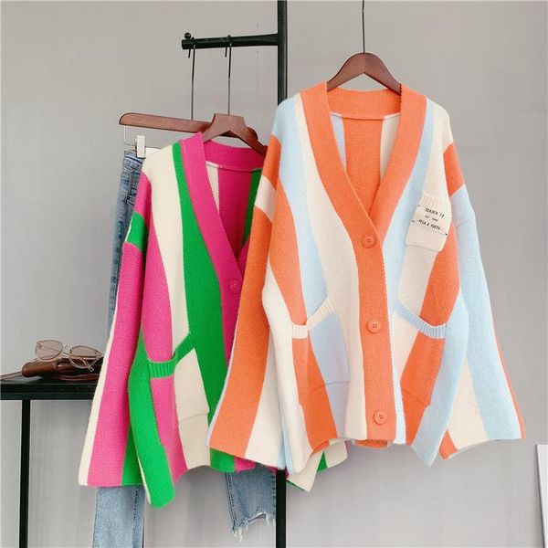 women's sweaters meiyangyoung striped oversize cardigan women sweater chi korean women's single breasted v neck knitwear loose car, White;black
women's sweaters meiyangyoung striped oversize cardigan women sweater chi korean women's single breasted v neck knitwear loose car, White;black