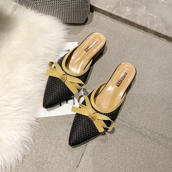 2021 ladies slippers summer new style stylish and comfortable pointed toe heel bow woven beach mules flat sandals, Black
2021 ladies slippers summer new style stylish and comfortable pointed toe heel bow woven beach mules flat sandals, Black