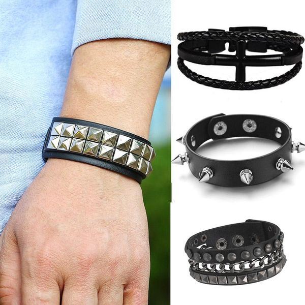 charm bracelets heavy metal black pu leather bracelet for men rock statement skull bangles gothic style personality jewelry, Golden;silver
charm bracelets heavy metal black pu leather bracelet for men rock statement skull bangles gothic style personality jewelry, Golden;silver