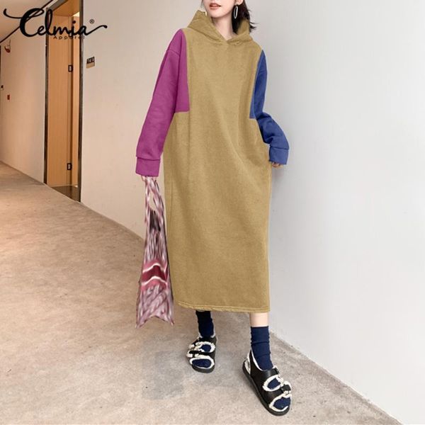 2021 winter dress women autumn long sleeve hooded sweatshirt dresses celmia fashion casual loose patchwork hoodies midi dresses, Black;gray
2021 winter dress women autumn long sleeve hooded sweatshirt dresses celmia fashion casual loose patchwork hoodies midi dresses, Black;gray