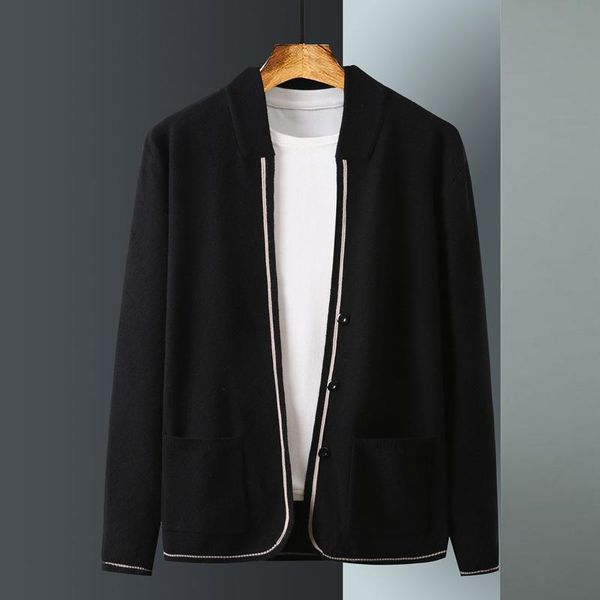 men's sweaters knitted cardigan spring and autumn style with pocket fashion buttons, work clothes sweater coat men, White;black
men's sweaters knitted cardigan spring and autumn style with pocket fashion buttons, work clothes sweater coat men, White;black