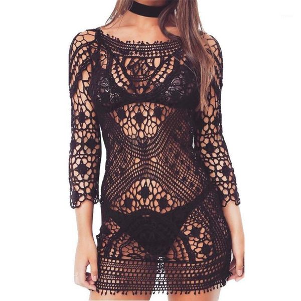 swimwear women cover up white lace tunic beach dress clothing backless bathing suit crochet bikini swimming wear women's, White;black
swimwear women cover up white lace tunic beach dress clothing backless bathing suit crochet bikini swimming wear women's, White;black