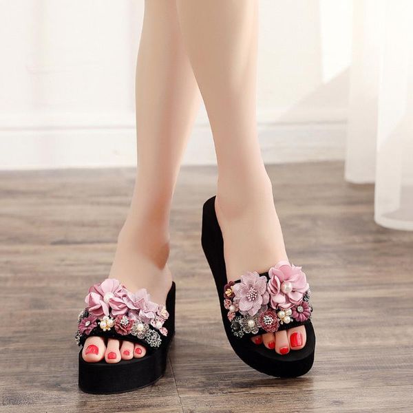 slippers women girls floral wedges bohemian style sandals beach shoes claquettes femme chaussure#n3, Black
slippers women girls floral wedges bohemian style sandals beach shoes claquettes femme chaussure#n3, Black