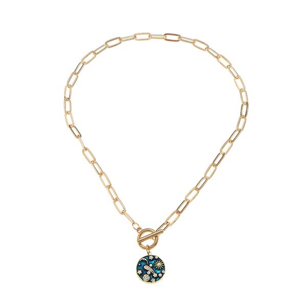 gold color circle chain pendant necklace vintage ocean element women chokers, Silver
gold color circle chain pendant necklace vintage ocean element women chokers, Silver