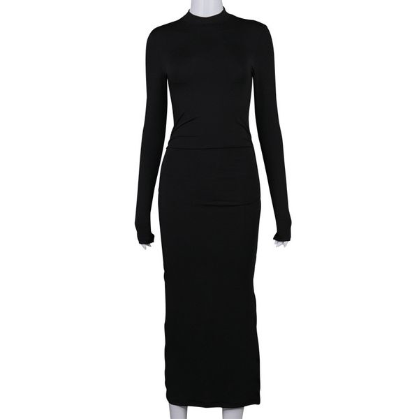 2021 autumn dress women regular long sleeve casual black maxi dress fashion split bodycon womens dresses vestidos robes, Black;gray
2021 autumn dress women regular long sleeve casual black maxi dress fashion split bodycon womens dresses vestidos robes, Black;gray