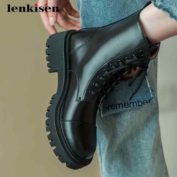 boots lenkisen motorcycle genuine leather cross-tied platform round toe thick med heel zipper handsome neutral ankle l78, Black
boots lenkisen motorcycle genuine leather cross-tied platform round toe thick med heel zipper handsome neutral ankle l78, Black