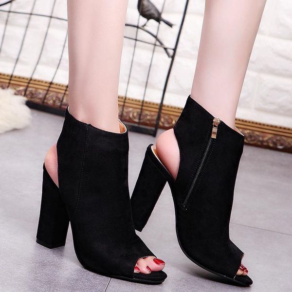 dress shoes fashion women's peep toe summer open pumps casual faux suede ankle boots thick high heels women sandals, Black
dress shoes fashion women's peep toe summer open pumps casual faux suede ankle boots thick high heels women sandals, Black