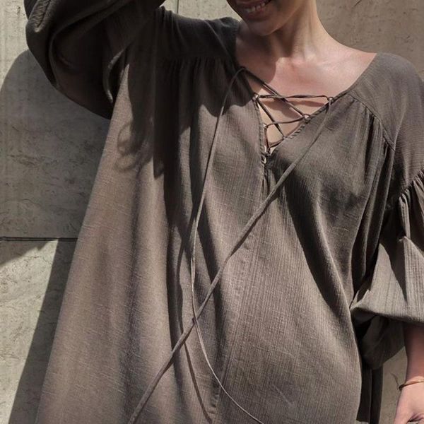 casual dresses autumn backless maxi dress women vintage nowssa loose lantern sleeve long lace up solid vestidos, Black;gray
casual dresses autumn backless maxi dress women vintage nowssa loose lantern sleeve long lace up solid vestidos, Black;gray