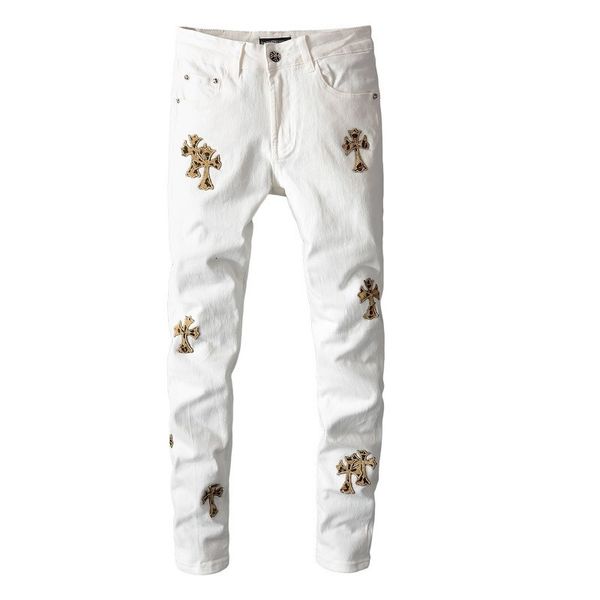 jeans 724 gold leopard cross white stretch for young men slim leggings high street, Blue
jeans 724 gold leopard cross white stretch for young men slim leggings high street, Blue