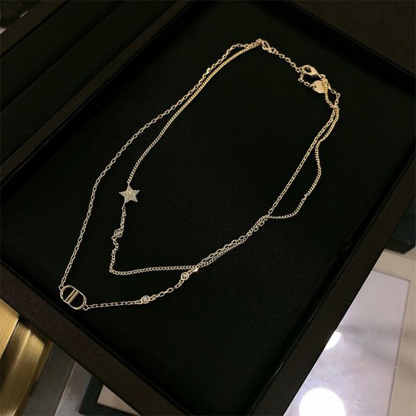 special offer 2021 luxury designer jewelry high end five star double necklaces brass french simple, Silver
special offer 2021 luxury designer jewelry high end five star double necklaces brass french simple, Silver