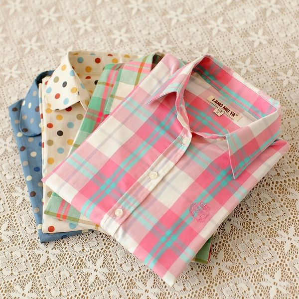 kumeiya autumn plaid shirts female college style women's blouses long sleeve 100% cotton blouses shirts ladies office 210225, White 
kumeiya autumn plaid shirts female college style women's blouses long sleeve 100% cotton blouses shirts ladies office 210225, White