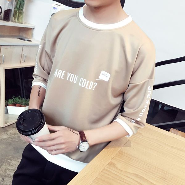 qyf summer men's short t-shirt, korean slim / 4 sleeve base shirt, student 7 points up, White;black
qyf summer men's short t-shirt, korean slim / 4 sleeve base shirt, student 7 points up, White;black