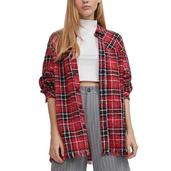 puwd red women tweed plaid tassel shirts srping-autumn fashion ladies vintage loose long blouses streetwear girls chic, White
puwd red women tweed plaid tassel shirts srping-autumn fashion ladies vintage loose long blouses streetwear girls chic, White