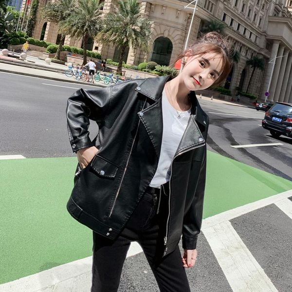 women's leather & faux black jacket women autumn 2021 korean style fashion zipper pu loose motorcycle jackets female casual outwear
women's leather & faux black jacket women autumn 2021 korean style fashion zipper pu loose motorcycle jackets female casual outwear