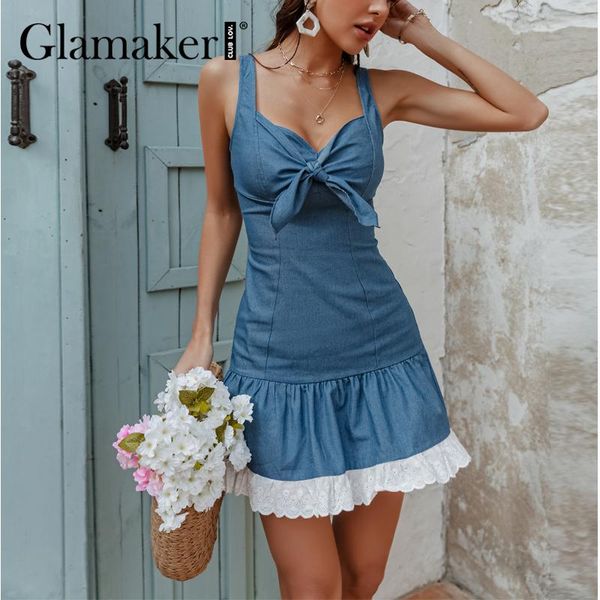 casual dresses glamaker sleeveless denim blue summer sundress holiday ruffles women fashion a-line dress bow decoration on chest 2021, Black;gray
casual dresses glamaker sleeveless denim blue summer sundress holiday ruffles women fashion a-line dress bow decoration on chest 2021, Black;gray