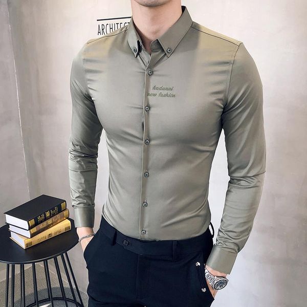 2021 solid color mens shirts dress business formal social shirt casual slim fit long sleeve shirt blouse homme, White;black
2021 solid color mens shirts dress business formal social shirt casual slim fit long sleeve shirt blouse homme, White;black