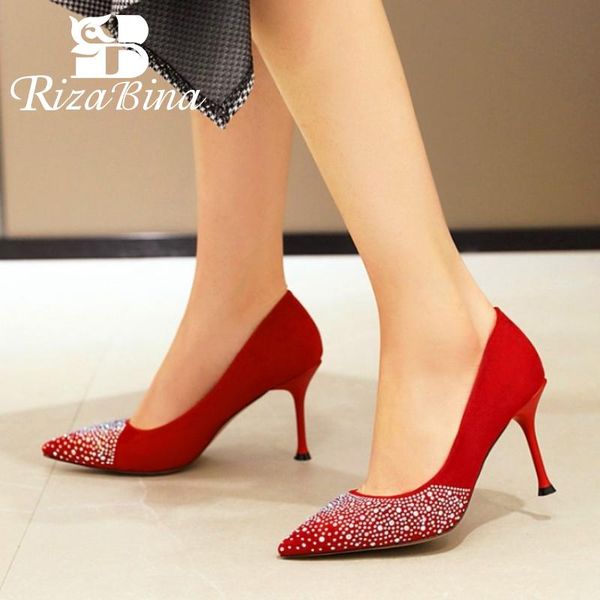 dress shoes rizabina pointed toe women pumps flock crystal thin heels soft sole party wedding daily mujer zapatos size 33-40, Black
dress shoes rizabina pointed toe women pumps flock crystal thin heels soft sole party wedding daily mujer zapatos size 33-40, Black