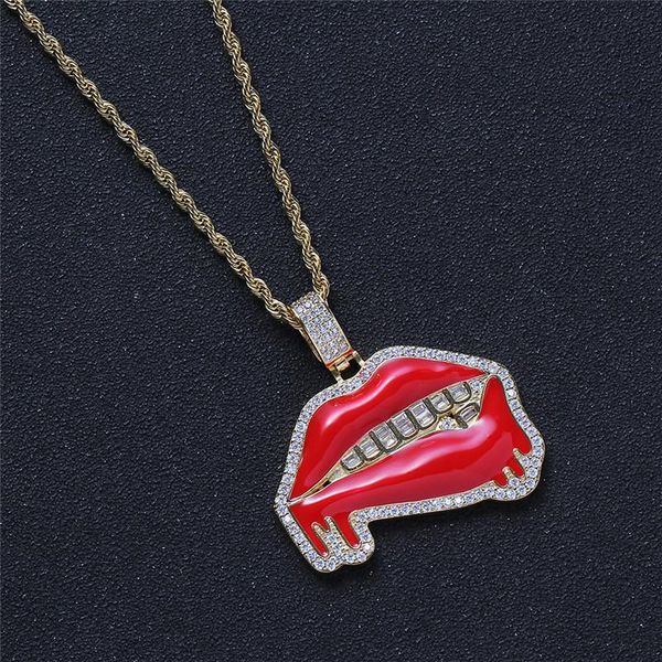 pendant necklaces hip hop mouth pave cubic zircon necklace red lips and crystal teeth charm iced out jewelry, Silver
pendant necklaces hip hop mouth pave cubic zircon necklace red lips and crystal teeth charm iced out jewelry, Silver