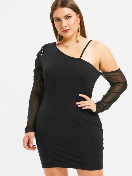 casual dresses wipalo women plus size 5xl one shoulder mesh sleeve bodycon dress rhinestone embellished club party mini vestidos, Black;gray
casual dresses wipalo women plus size 5xl one shoulder mesh sleeve bodycon dress rhinestone embellished club party mini vestidos, Black;gray